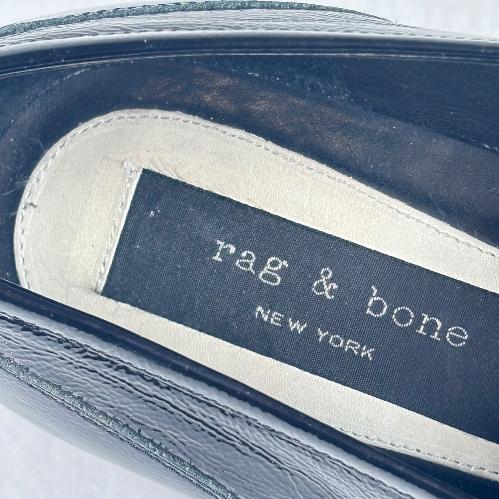 Rag & Bone Loafers Black Leather Silver Chain Horsebit EU 41 US 10 -‎ 10.5 ITALY - Picture 3 of 10